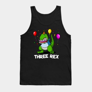 Dinosaur Three Rex 3rd Birthday Party Tank Top